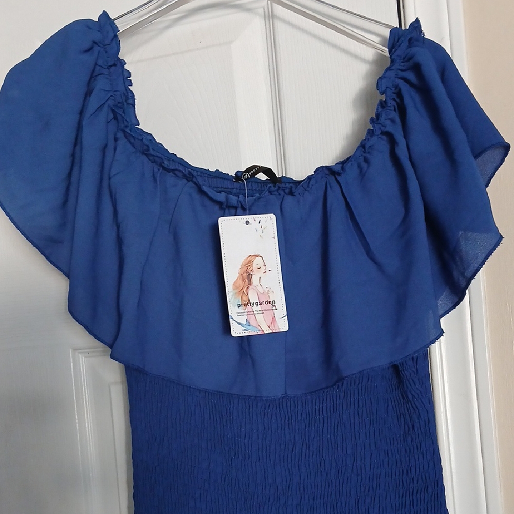 ❤️3@25 Chic Blue Ruffled Maxi Dress - Picture 3 of 12